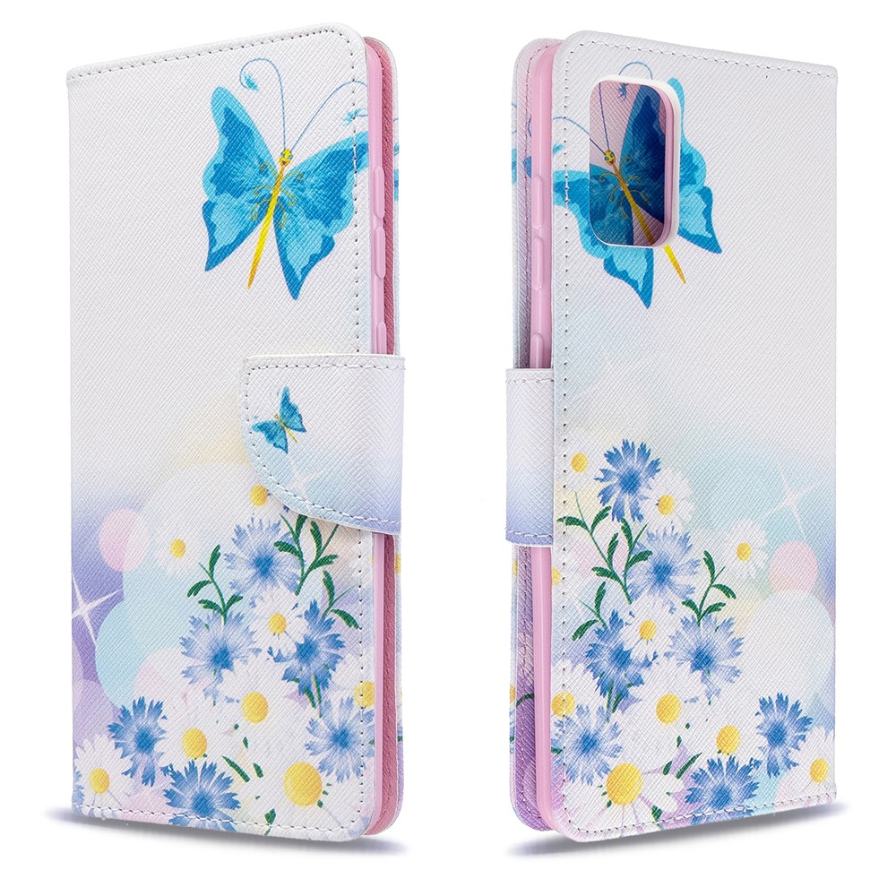 Pattern Printing Wallet Leather Flip Phone Cover for Samsung Galaxy A71 - Butterflies and Flowers-4