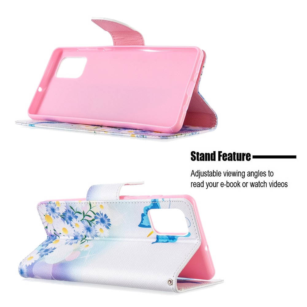 Pattern Printing Wallet Leather Flip Phone Cover for Samsung Galaxy A71 - Butterflies and Flowers-5