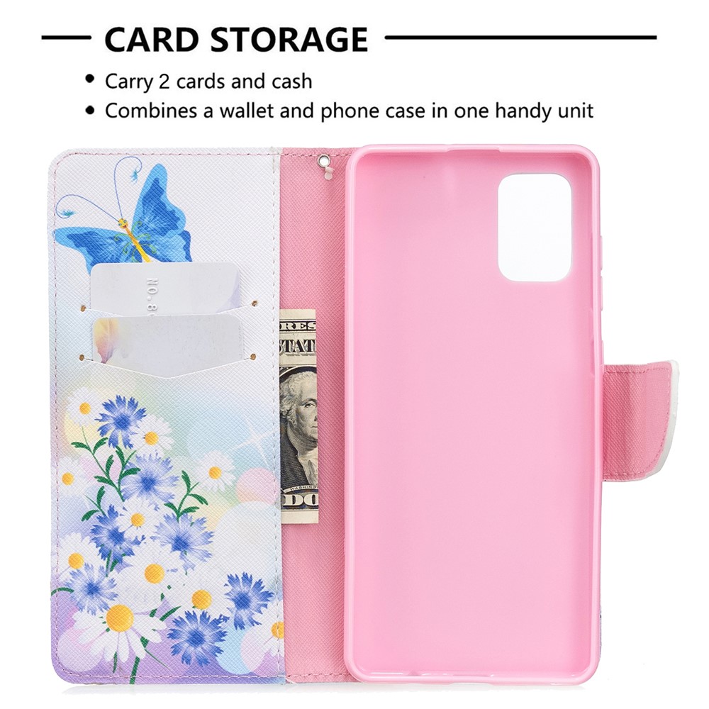 Pattern Printing Wallet Leather Flip Phone Cover for Samsung Galaxy A71 - Butterflies and Flowers-6