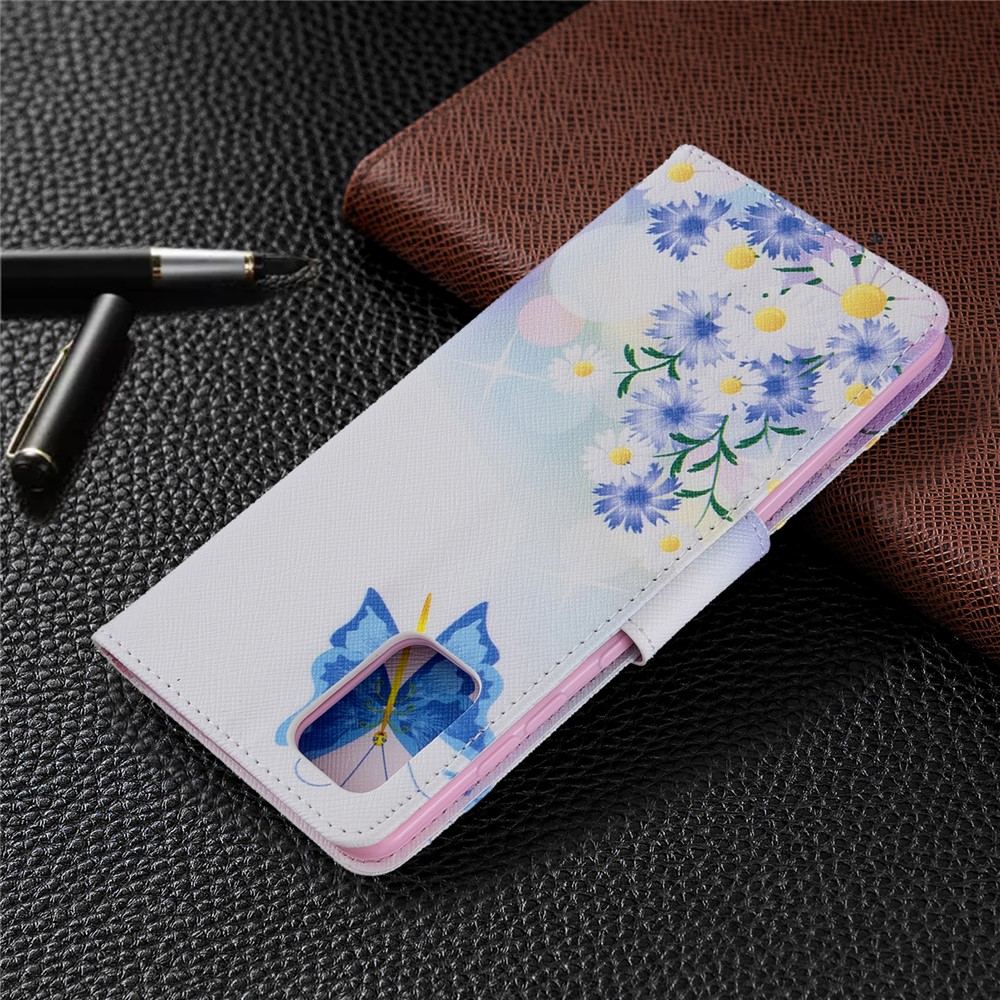 Musterdruck Brieftasche Lederflip -telefonabdeckung Für Samsung Galaxy A71 A715 - Schmetterlinge Und Blumen