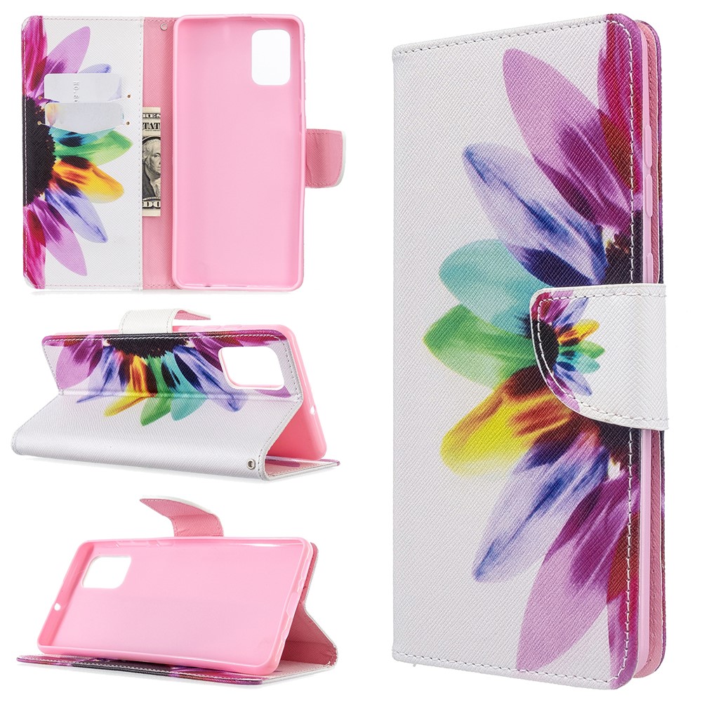 Pattern Printing Wallet Leather Flip Phone Cover for Samsung Galaxy A71 A715 - Colorful Petal-1