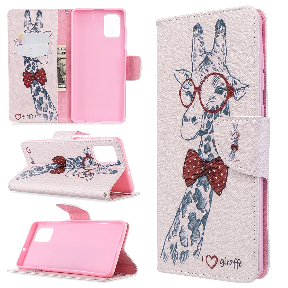 Pattern Printing Wallet Leather Flip Phone Cover for Samsung Galaxy A71 A715 - Giraffe-1
