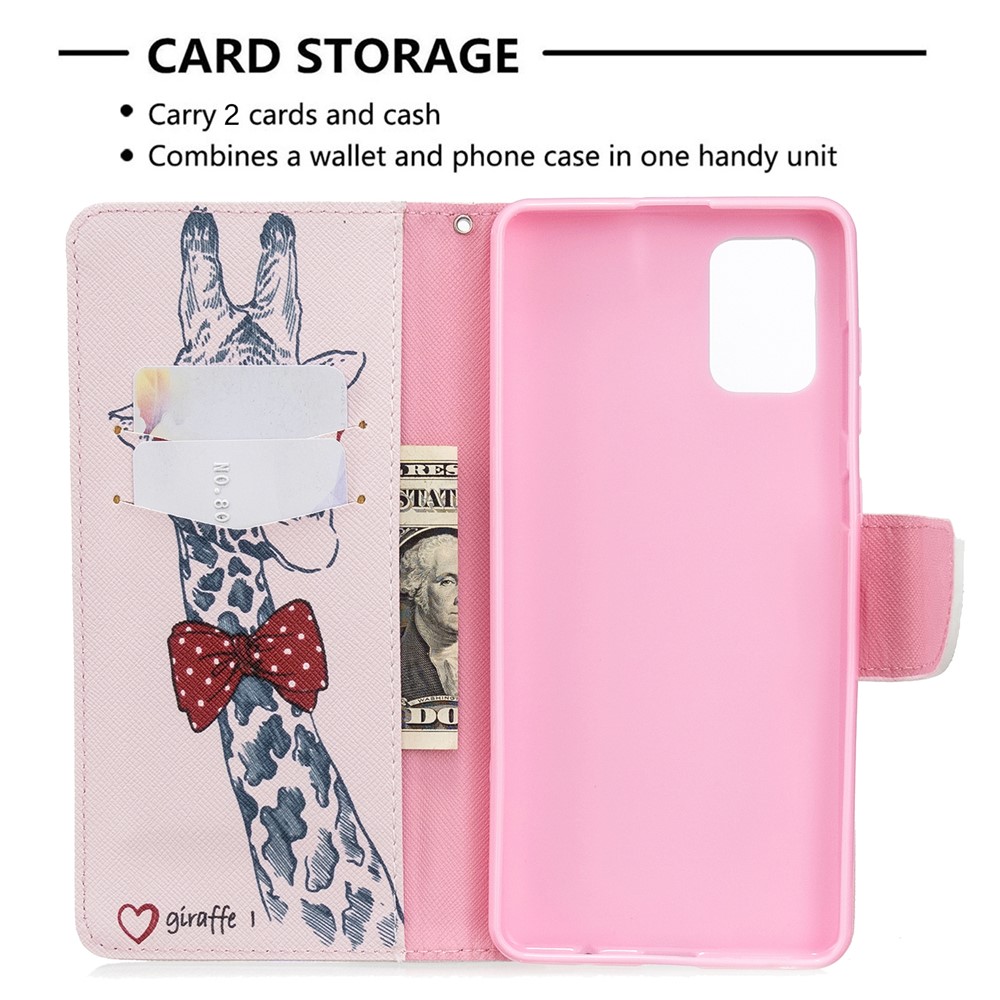 Pattern Printing Wallet Leather Flip Phone Cover for Samsung Galaxy A71 A715 - Giraffe-6
