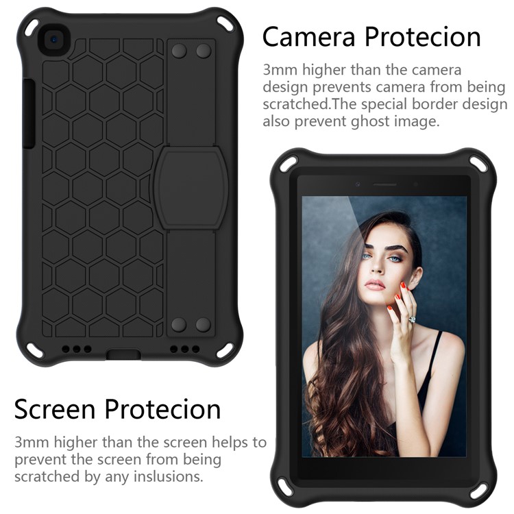 Honeycomb Texture EVA Tablet Shell with Shoulder Strap for Samsung Galaxy Tab A 8.0 Wi-Fi (2019) SM-T290/T295 - All Black-2