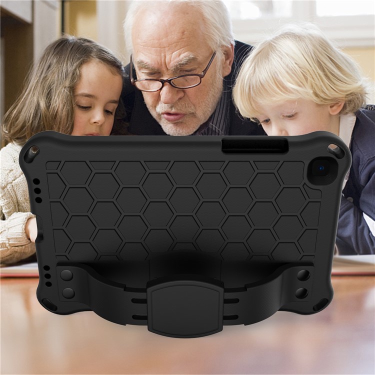 Honeycomb Texture EVA Tablet Shell with Shoulder Strap for Samsung Galaxy Tab A 8.0 Wi-Fi (2019) SM-T290/T295 - All Black-4