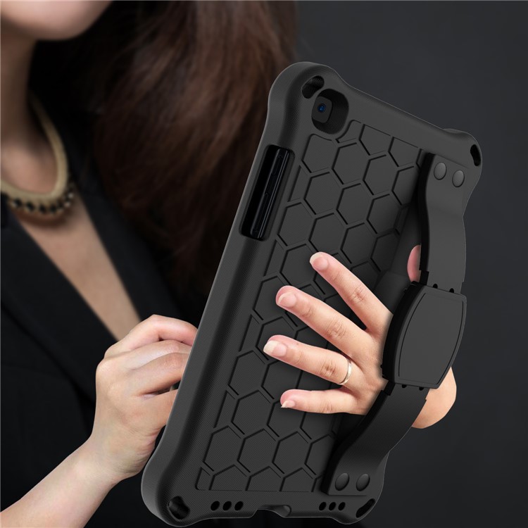 Honeycomb Texture EVA Tablet Shell with Shoulder Strap for Samsung Galaxy Tab A 8.0 Wi-Fi (2019) SM-T290/T295 - All Black-6