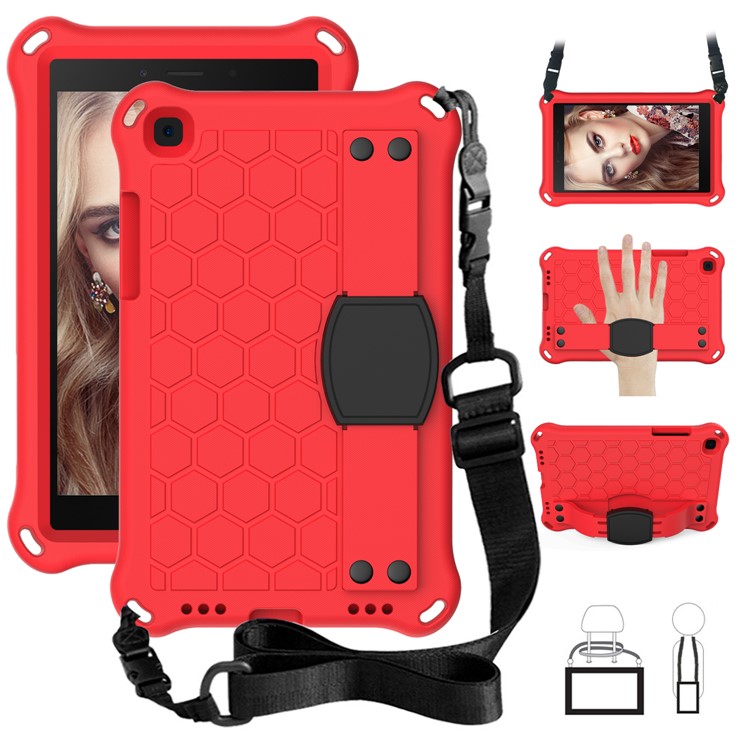 Honeycomb Texture EVA Tablet Shell with Shoulder Strap for Samsung Galaxy Tab A 8.0 Wi-Fi (2019) SM-T290/T295 - Red/Black-1