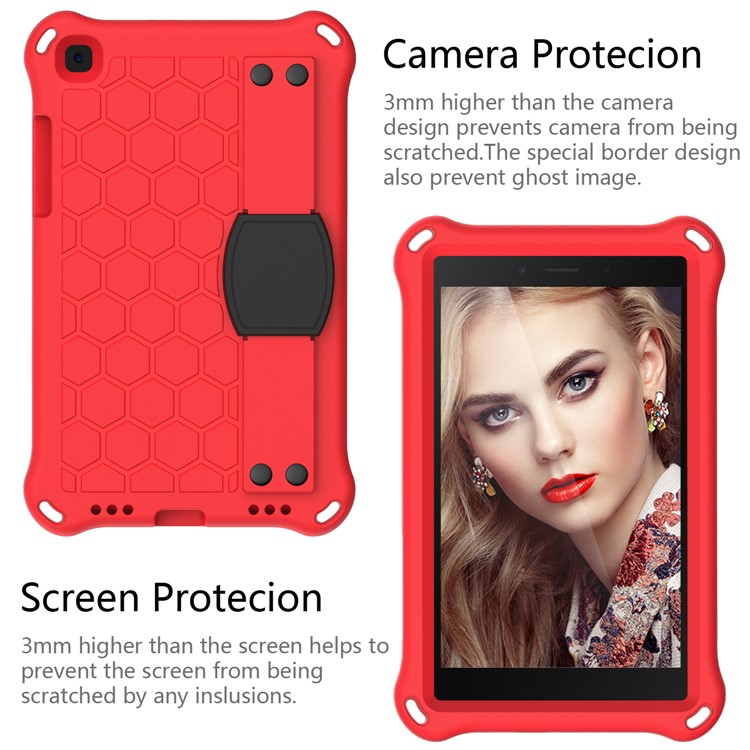 Honeycomb Texture EVA Tablet Shell with Shoulder Strap for Samsung Galaxy Tab A 8.0 Wi-Fi (2019) SM-T290/T295 - Red/Black-2