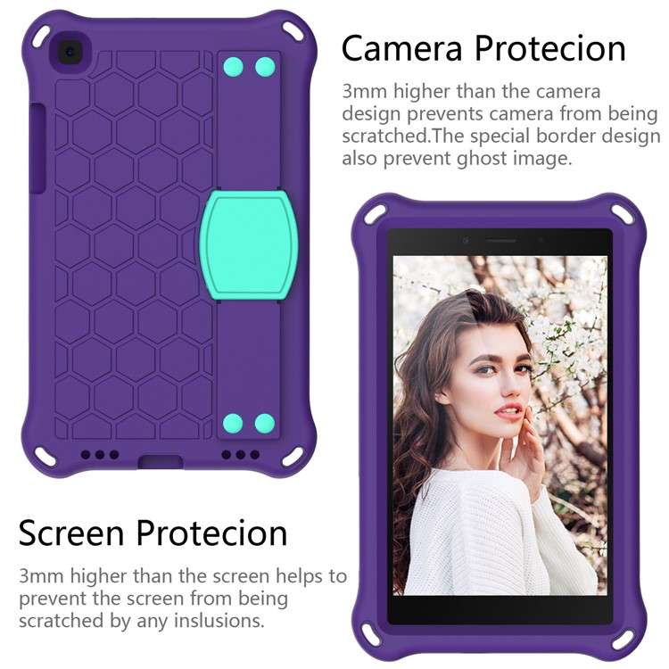 Honeycomb Texture EVA Tablet Shell with Shoulder Strap for Samsung Galaxy Tab A 8.0 Wi-Fi (2019) SM-T290/T295 - Purple/Cyan-2