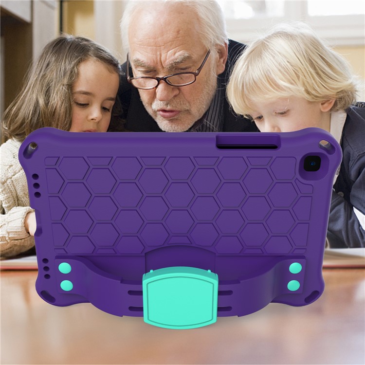 Honeycomb Texture EVA Tablet Shell with Shoulder Strap for Samsung Galaxy Tab A 8.0 Wi-Fi (2019) SM-T290/T295 - Purple/Cyan-4