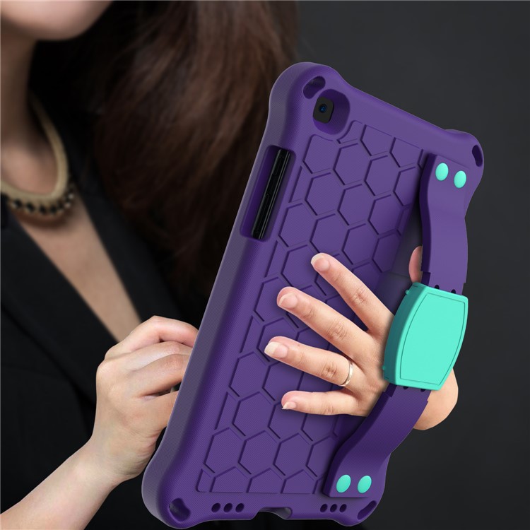 Honeycomb Texture EVA Tablet Shell with Shoulder Strap for Samsung Galaxy Tab A 8.0 Wi-Fi (2019) SM-T290/T295 - Purple/Cyan-6
