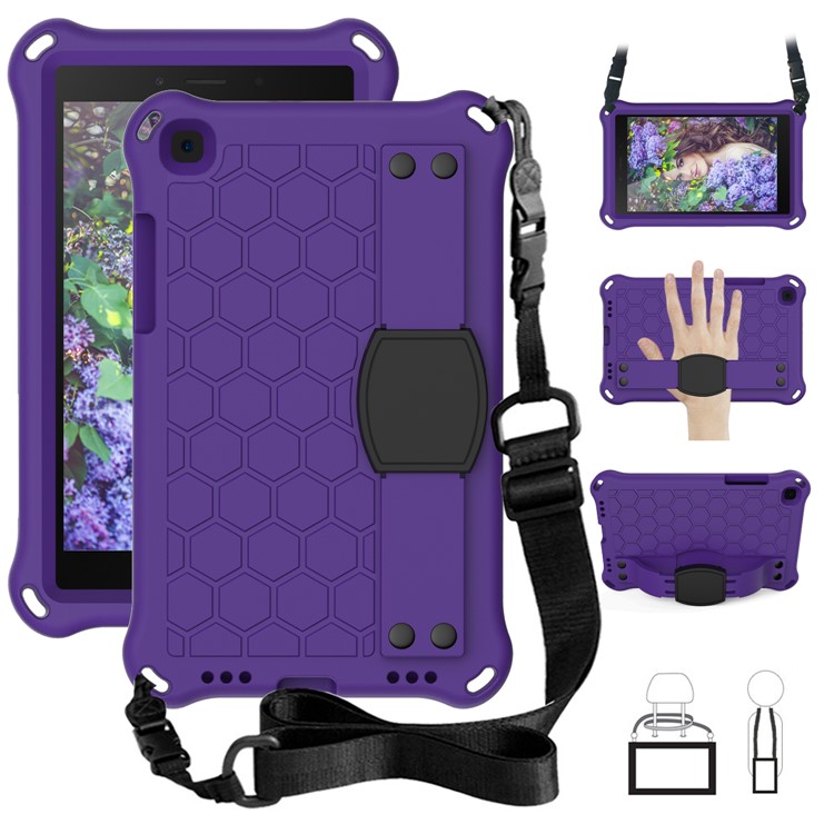 Honeycomb Texture EVA Tablet Shell with Shoulder Strap for Samsung Galaxy Tab A 8.0 Wi-Fi (2019) SM-T290/T295 - Purple/Black-1