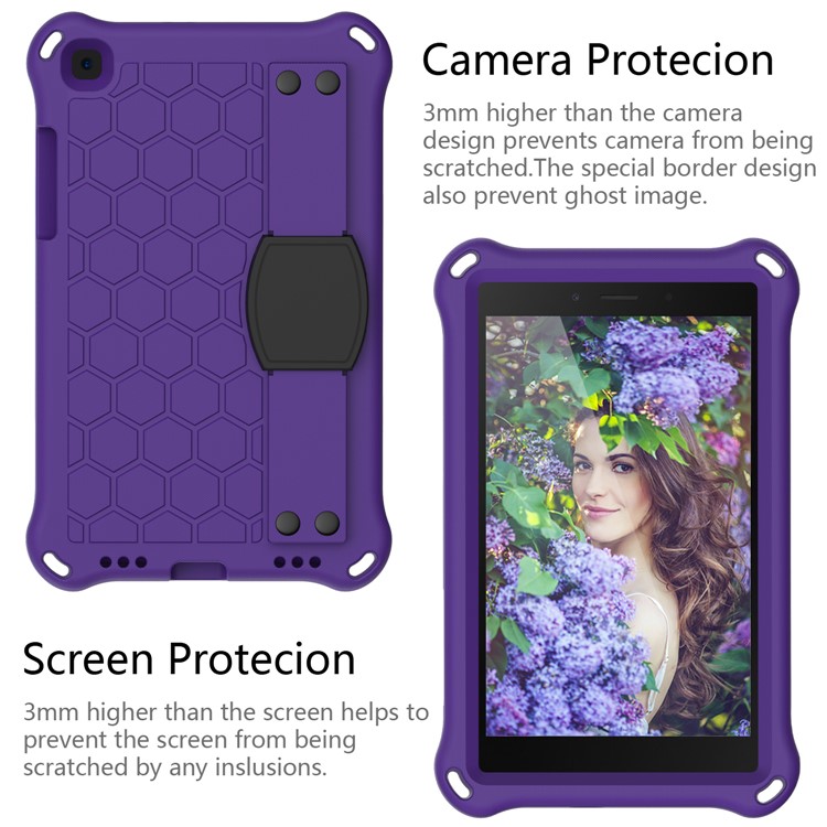 Honeycomb Texture EVA Tablet Shell with Shoulder Strap for Samsung Galaxy Tab A 8.0 Wi-Fi (2019) SM-T290/T295 - Purple/Black-2