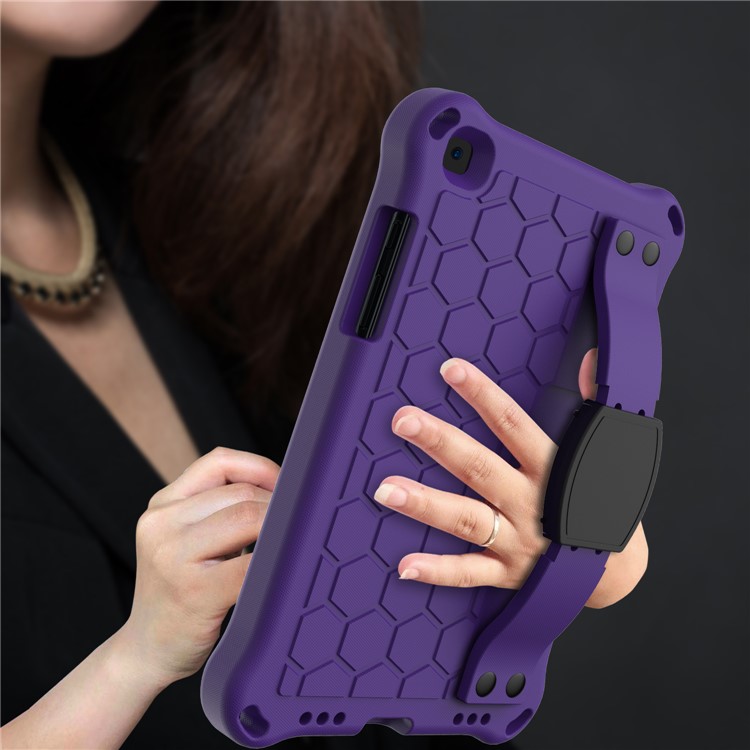 Honeycomb Texture EVA Tablet Shell with Shoulder Strap for Samsung Galaxy Tab A 8.0 Wi-Fi (2019) SM-T290/T295 - Purple/Black-6
