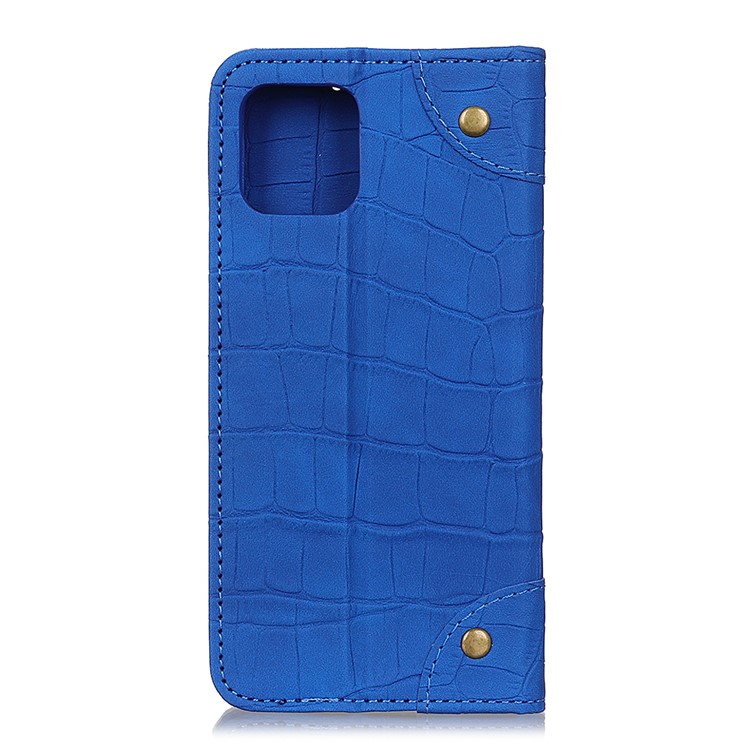 Crocodile Skin Auto-absorbed Split Leather Wallet Case for Samsung Galaxy A91/S10 Lite - Blue-3