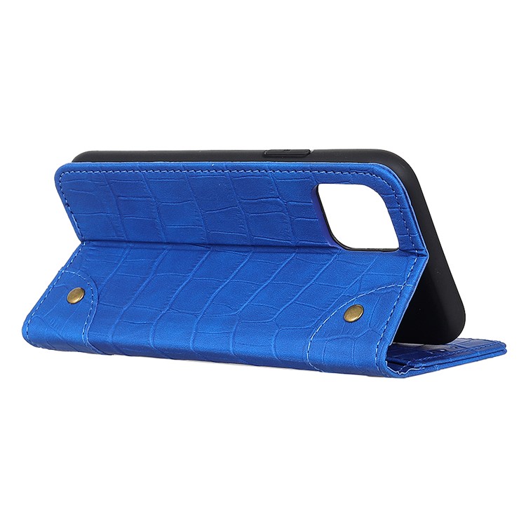 Crocodile Skin Auto-absorbed Split Leather Wallet Case for Samsung Galaxy A91/S10 Lite - Blue-4