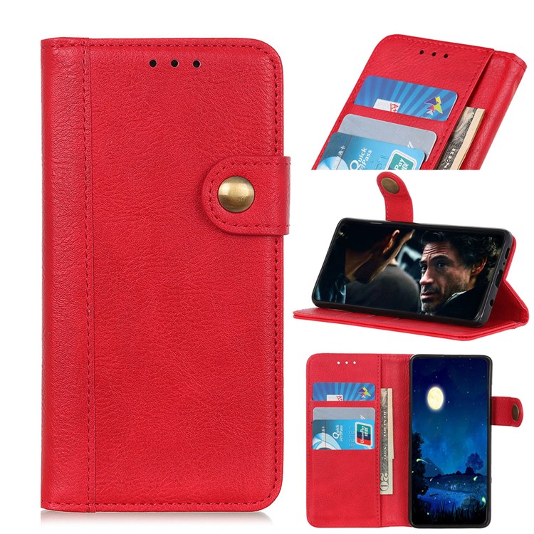 Litchi Skin Wallet Leather Stand Case for Samsung Galaxy A91/S10 Lite - Red-1