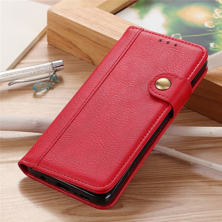 Litchi Skin Wallet Leather Stand Case for Samsung Galaxy A91/S10 Lite - Red-10