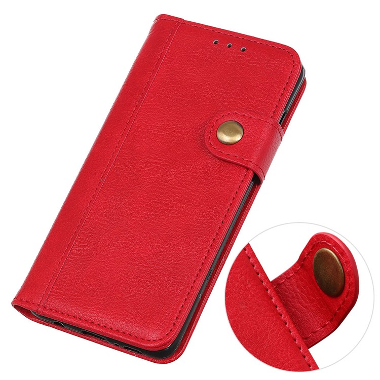Litchi Skin Wallet Leather Stand Case for Samsung Galaxy A91/S10 Lite - Red-5