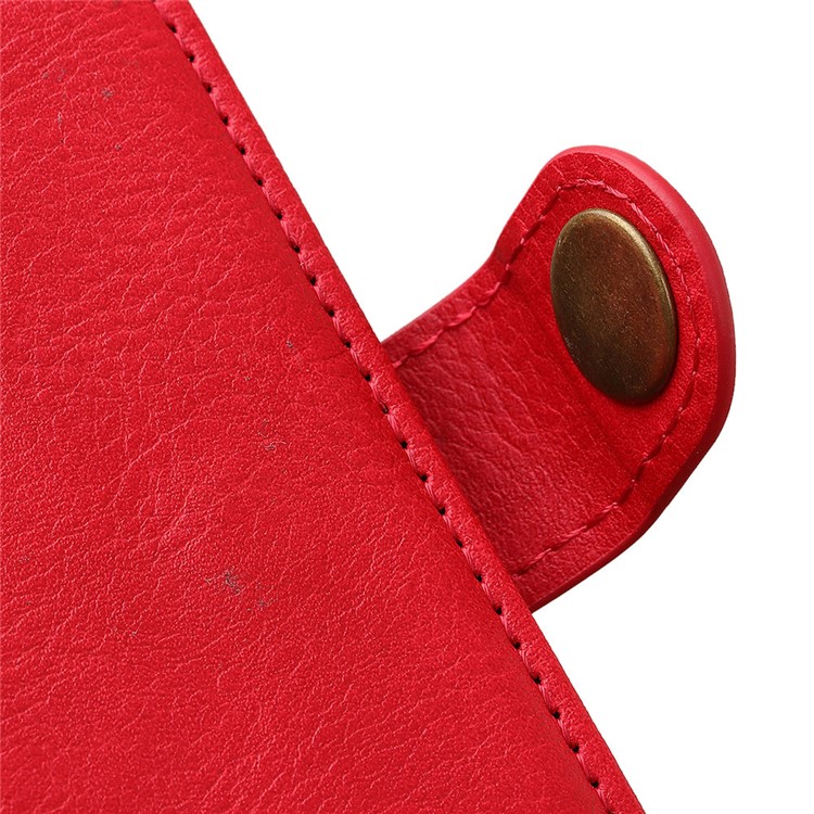 Litchi Skin Wallet Leather Stand Case for Samsung Galaxy A91/S10 Lite - Red-6