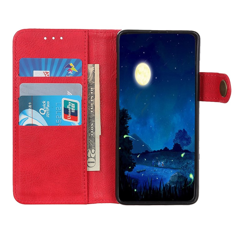 Litchi Skin Wallet Leather Stand Case for Samsung Galaxy A91/S10 Lite - Red-7
