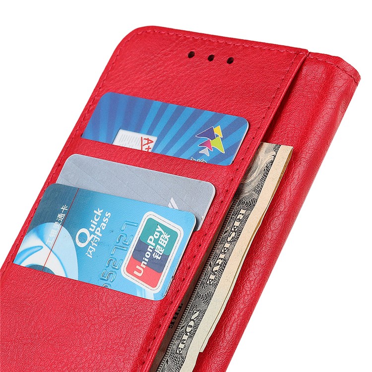 Litchi Skin Wallet Leather Stand Case for Samsung Galaxy A91/S10 Lite - Red-8