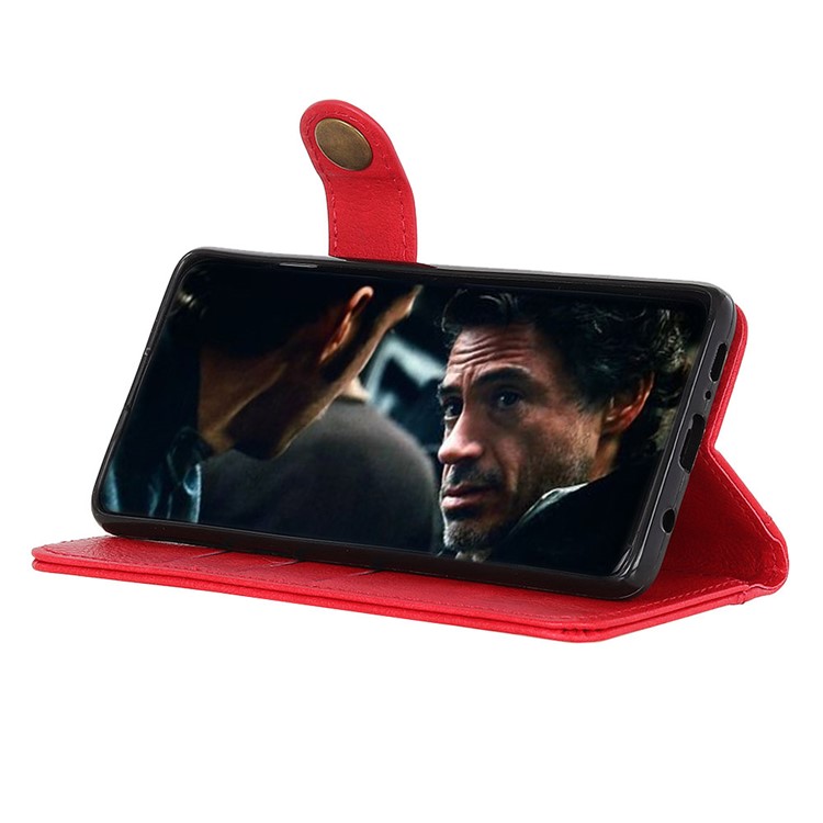 Litchi Skin Wallet Leather Stand Case for Samsung Galaxy A91/S10 Lite - Red-9