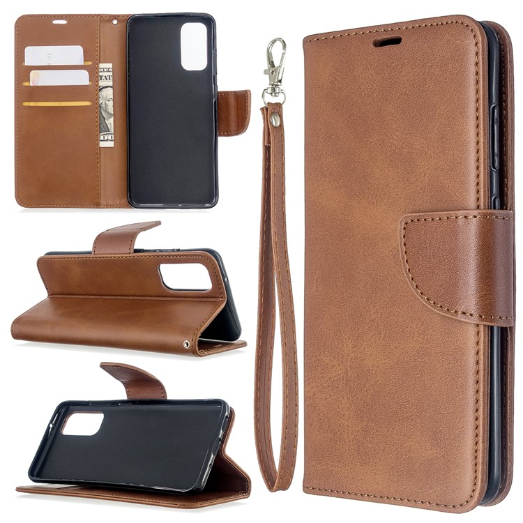 Wallet Leather Stand Case for Samsung Galaxy S20 - Coffee-1