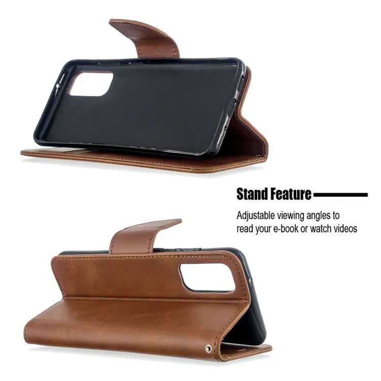Wallet Leather Stand Case for Samsung Galaxy S20 - Coffee-5