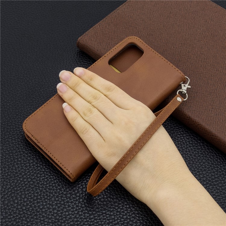 Wallet Leather Stand Case for Samsung Galaxy S20 - Coffee-9