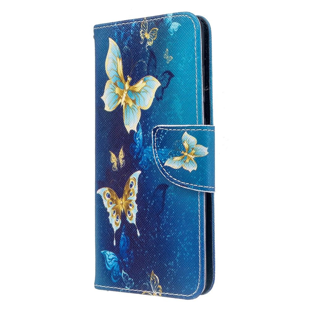 Pattern Printing Wallet Stand Flip Leather Case for Samsung Galaxy S20 - Metal Butterflies-2
