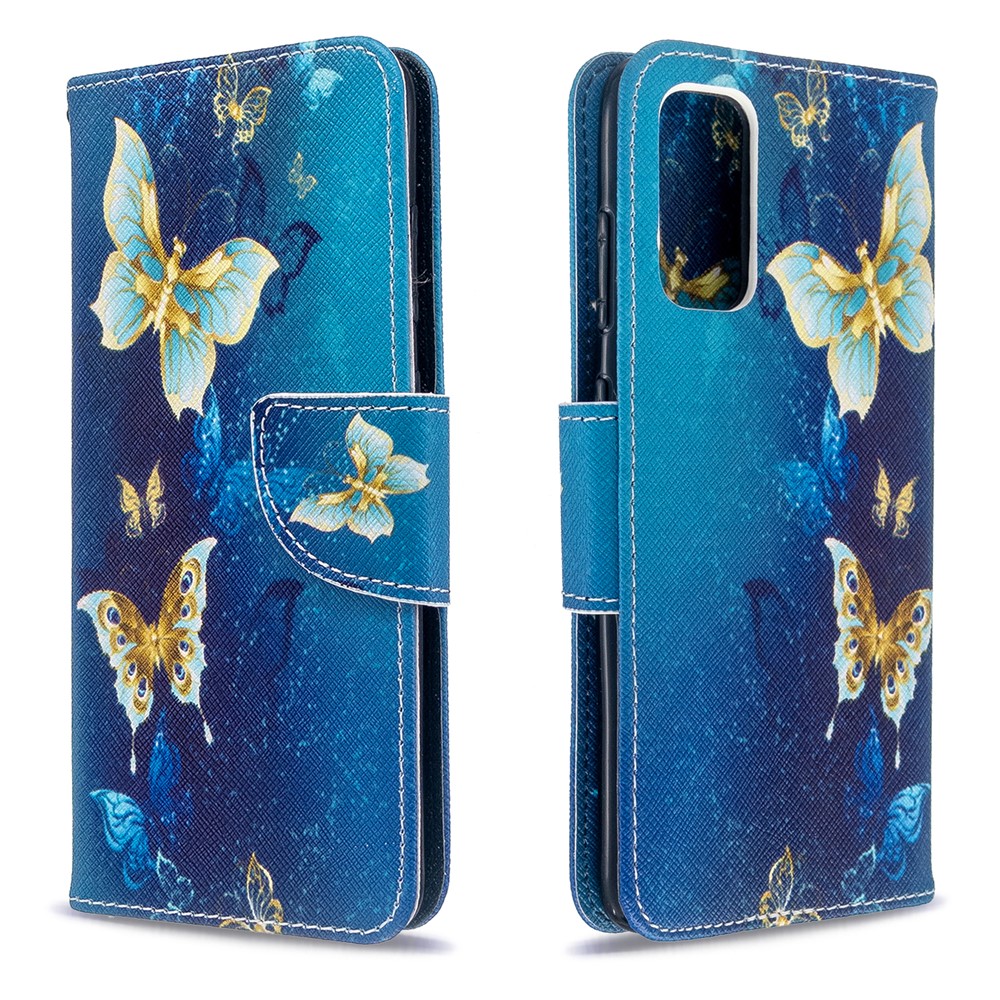 Pattern Printing Wallet Stand Flip Leather Case for Samsung Galaxy S20 - Metal Butterflies-4