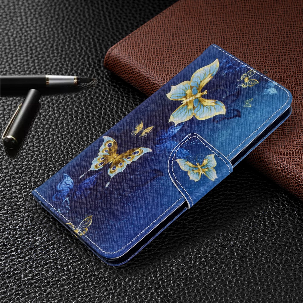 Pattern Printing Wallet Stand Flip Leather Case for Samsung Galaxy S20 - Metal Butterflies-7