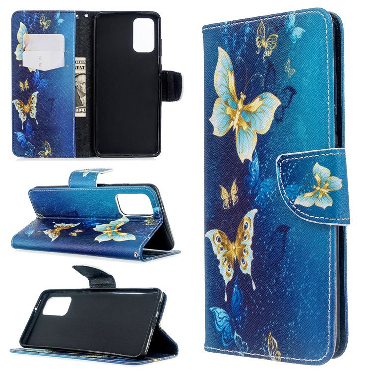 Pattern Printing Wallet Stand Flip Leather Shell for Samsung Galaxy S20 Plus - Metal Butterflies-1