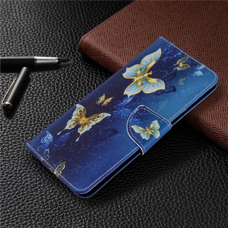 Pattern Printing Wallet Stand Flip Leather Shell for Samsung Galaxy S20 Plus - Metal Butterflies-7