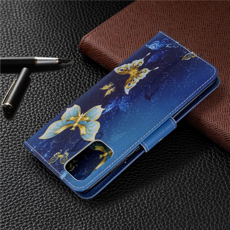 Pattern Printing Wallet Stand Flip Leather Shell for Samsung Galaxy S20 Plus - Metal Butterflies-8