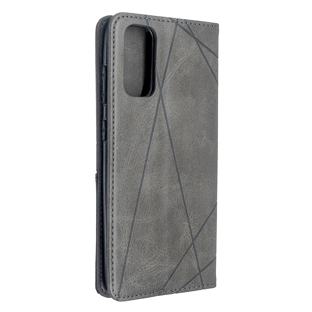 Geometric Pattern Stand Leather Card Holder Case for Samsung Galaxy S20 - Grey-3