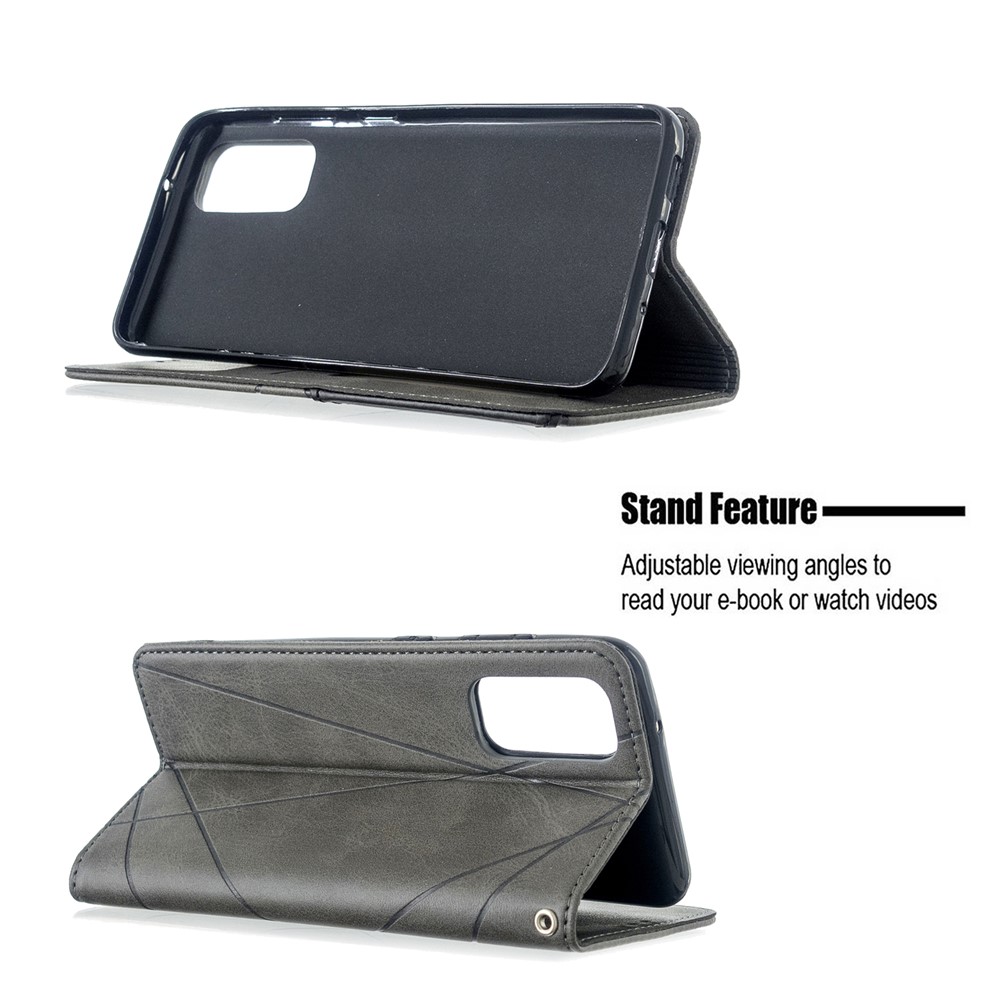 Geometric Pattern Stand Leather Card Holder Case for Samsung Galaxy S20 - Grey-5