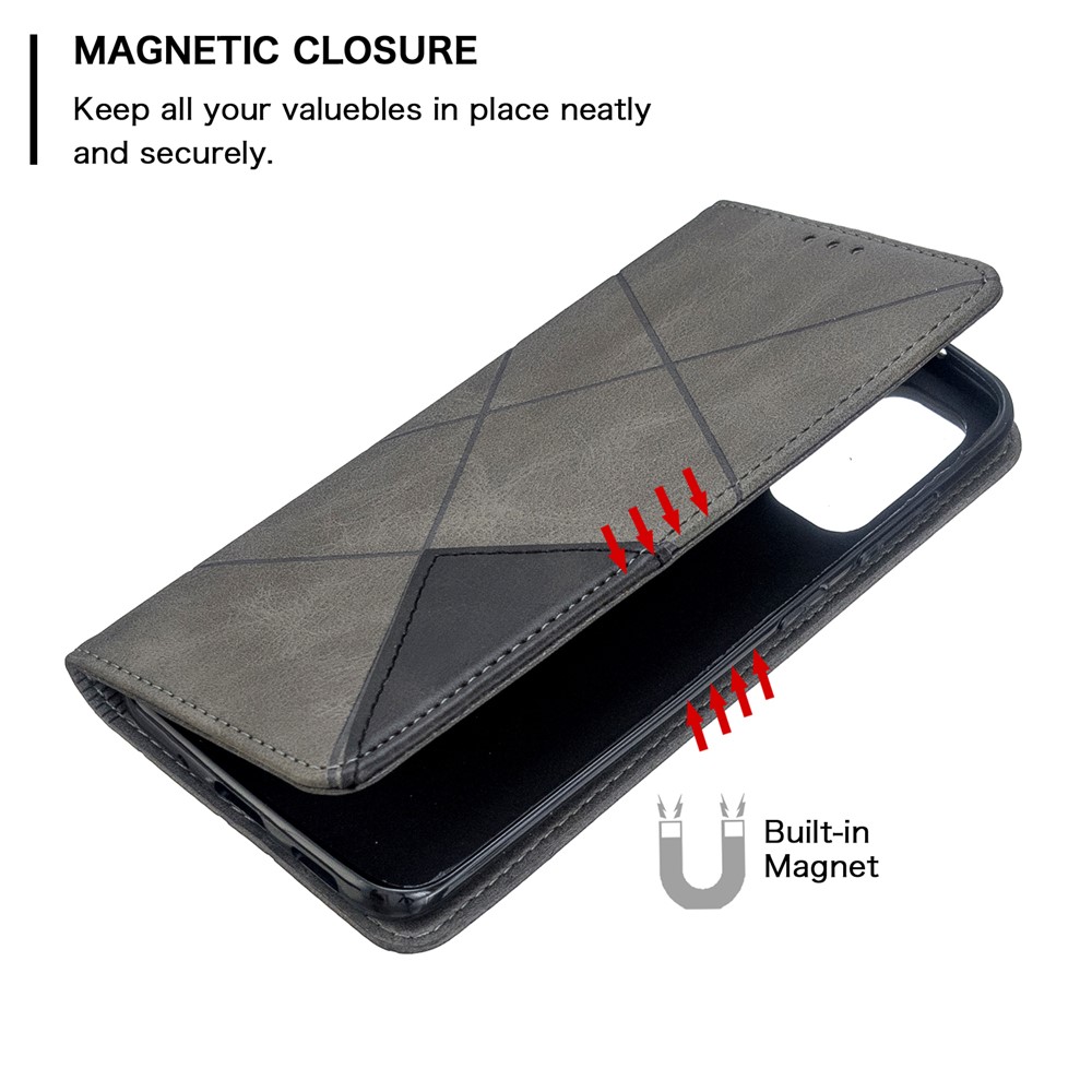 Geometric Pattern Stand Leather Card Holder Case for Samsung Galaxy S20 - Grey-6