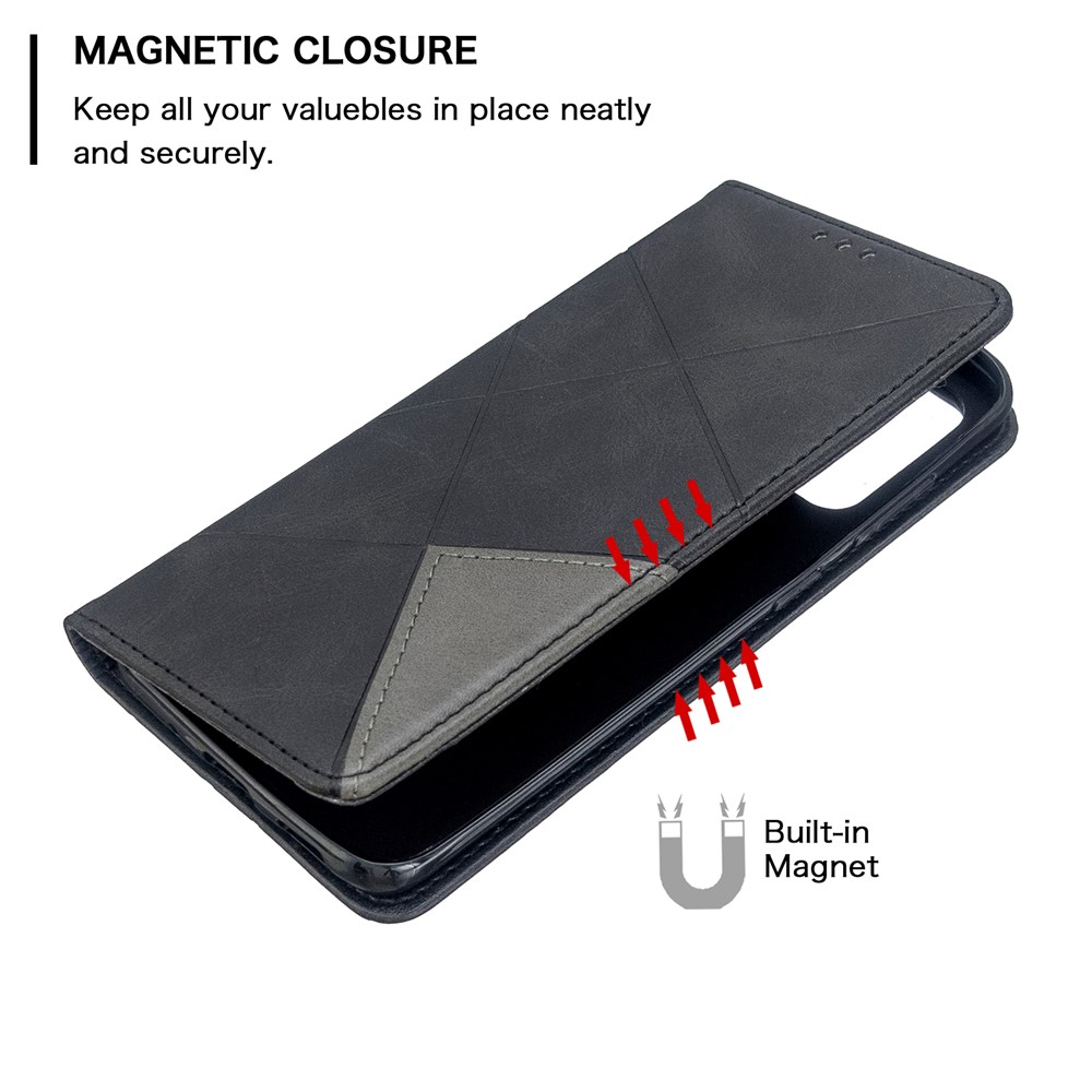 Geometric Pattern Stand Leather Card Holder Case for Samsung Galaxy S20 - Black-6