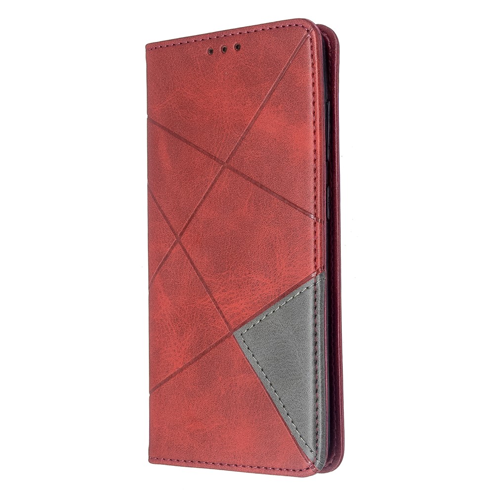 Geometric Pattern Stand Leather Card Holder Case for Samsung Galaxy S20 - Red-2