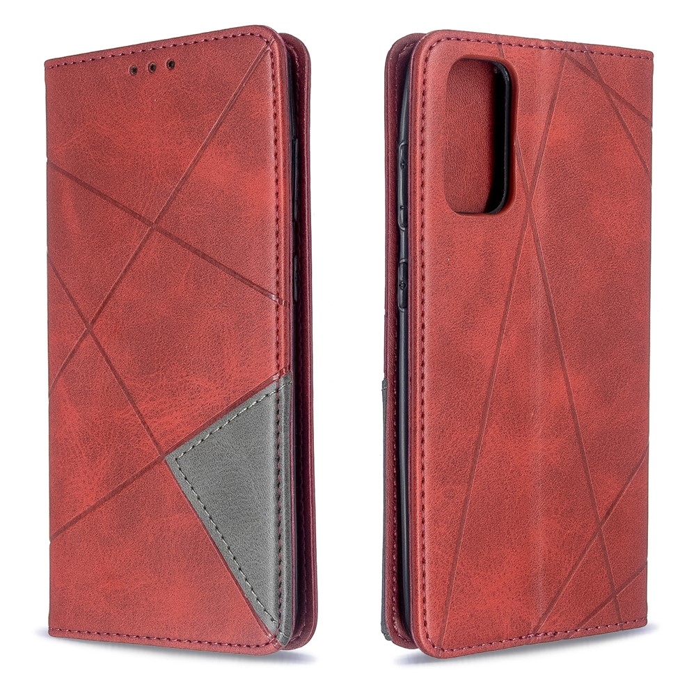 Geometric Pattern Stand Leather Card Holder Case for Samsung Galaxy S20 - Red-4