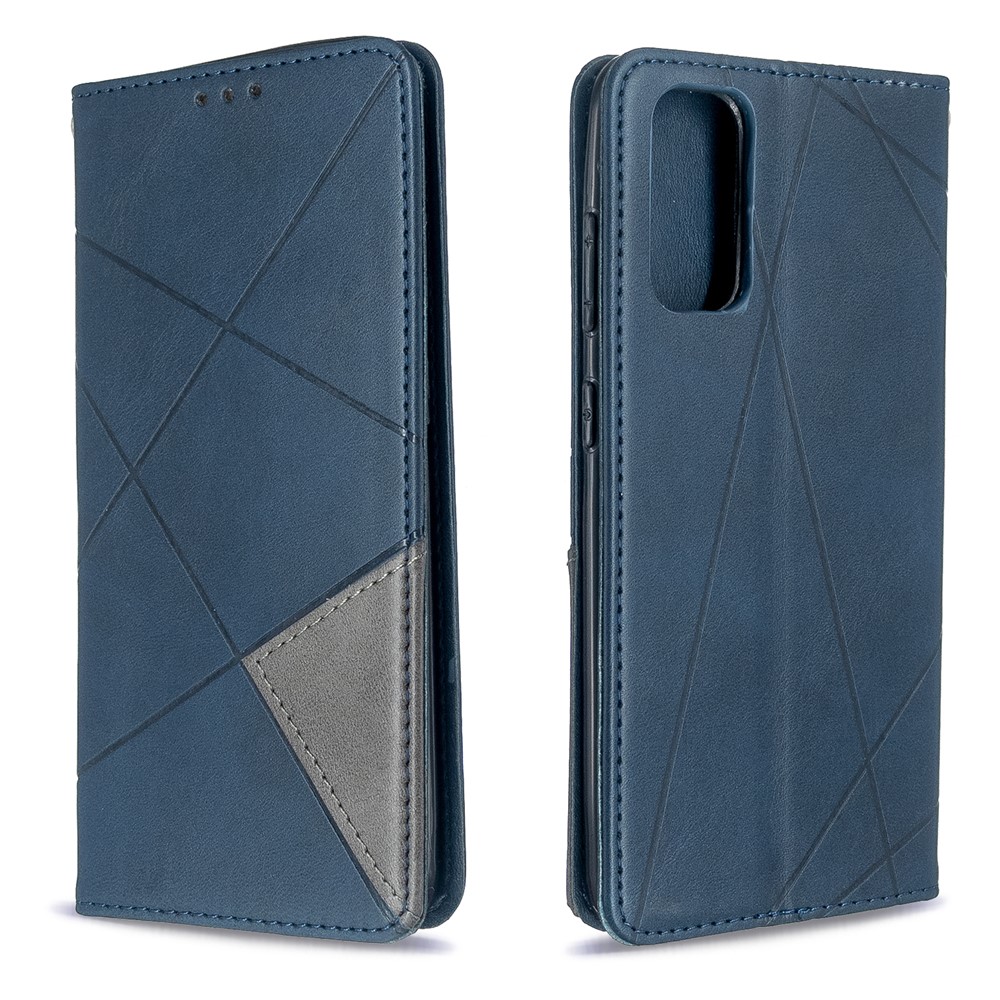 Geometric Pattern Stand Leather Card Holder Case for Samsung Galaxy S20 - Blue-4