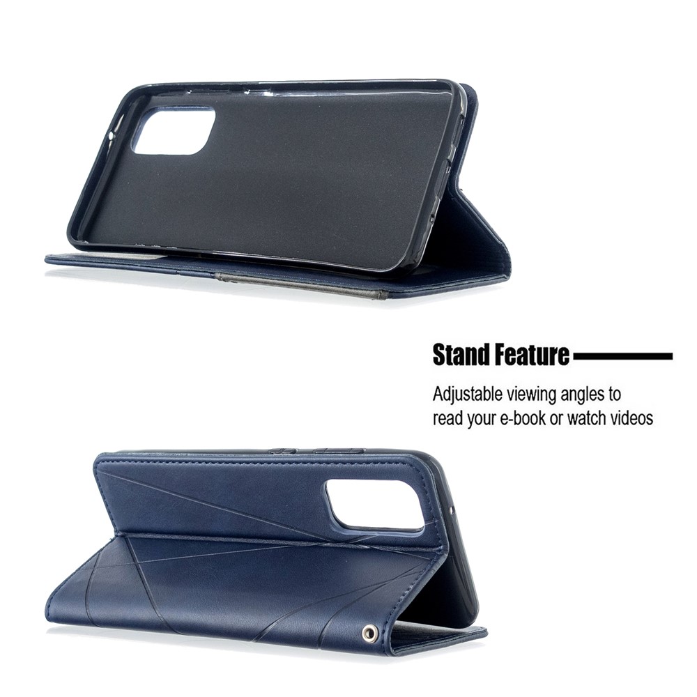 Geometric Pattern Stand Leather Card Holder Case for Samsung Galaxy S20 - Blue-5