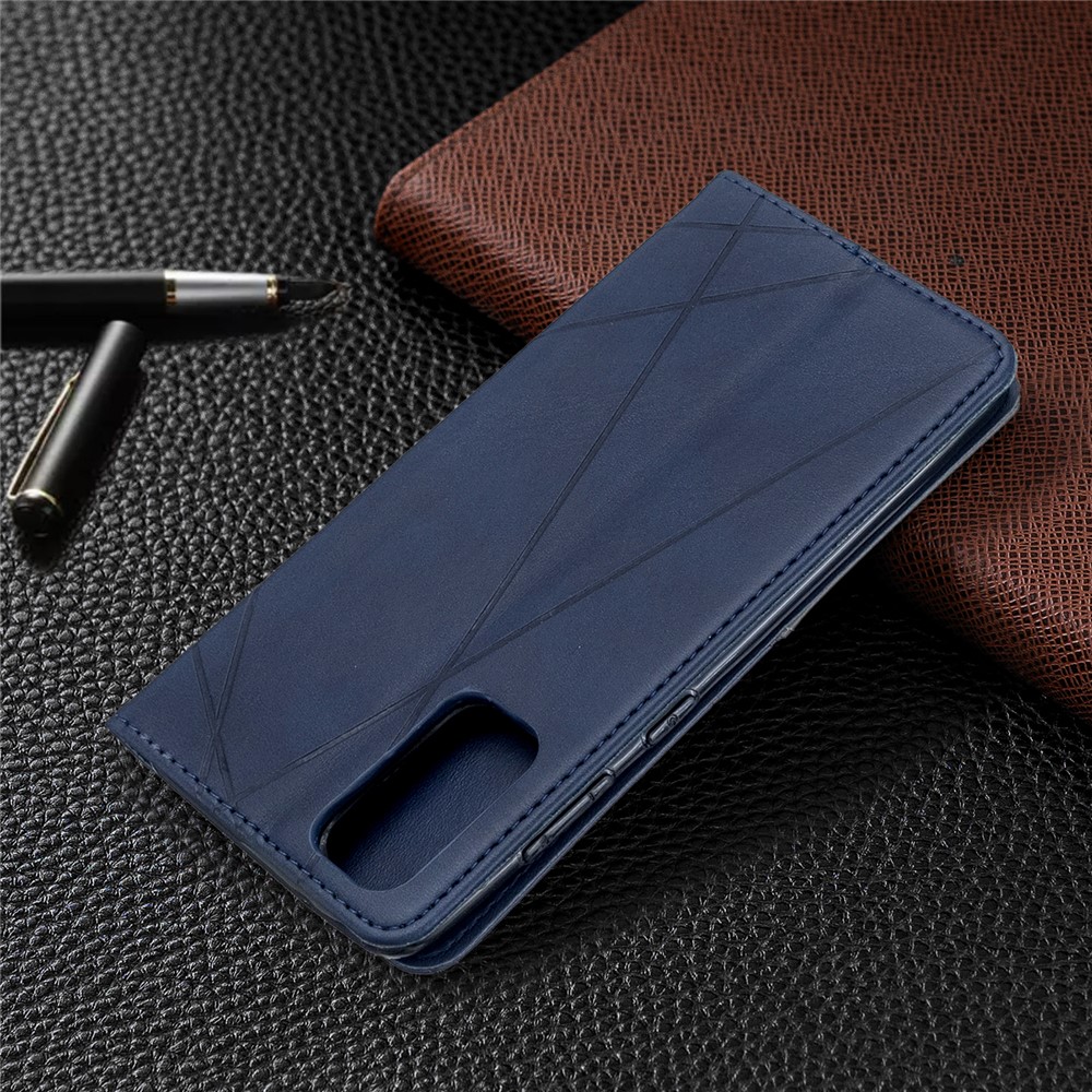 Geometric Pattern Stand Leather Card Holder Case for Samsung Galaxy S20 - Blue-9