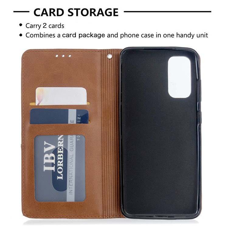 Geometric Pattern Stand Leather Card Holder Case for Samsung Galaxy S20 - Coffee-7