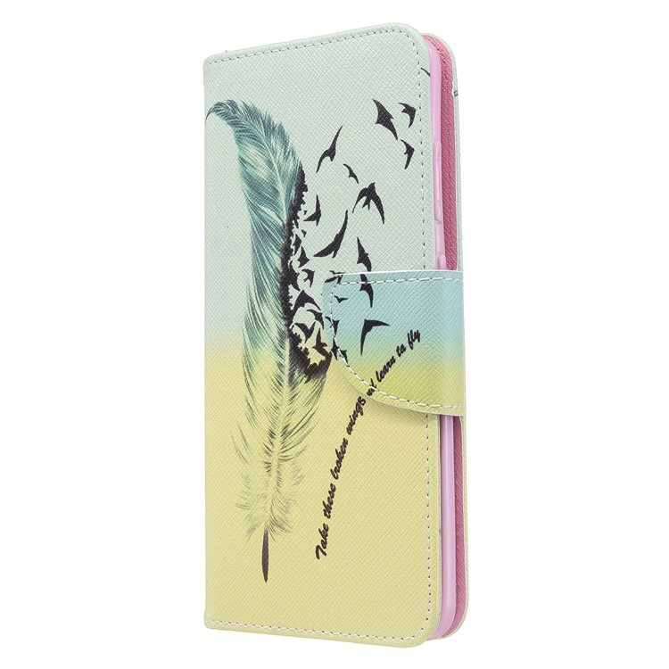 Pattern Printing Leather Wallet Stand Case for Samsung Galaxy S11e - Feather Pattern-2