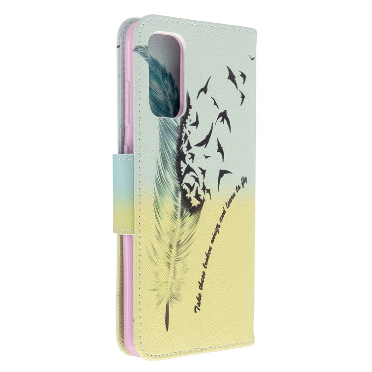 Pattern Printing Leather Wallet Stand Case for Samsung Galaxy S11e - Feather Pattern-3