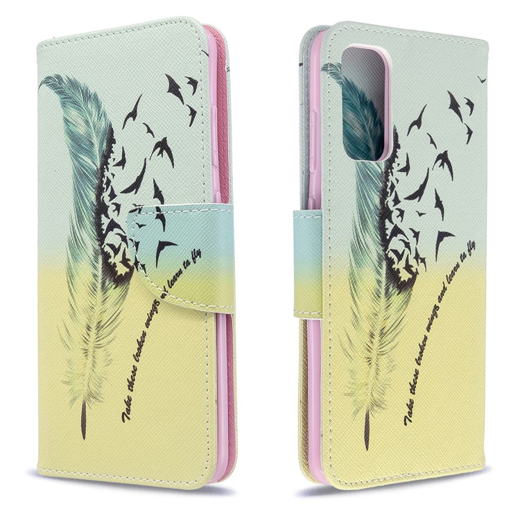 Teste Padrão De Couro De Impressão Caso Estande Carteira Para Samsung Galaxy S11e - Padrão De Pena-4