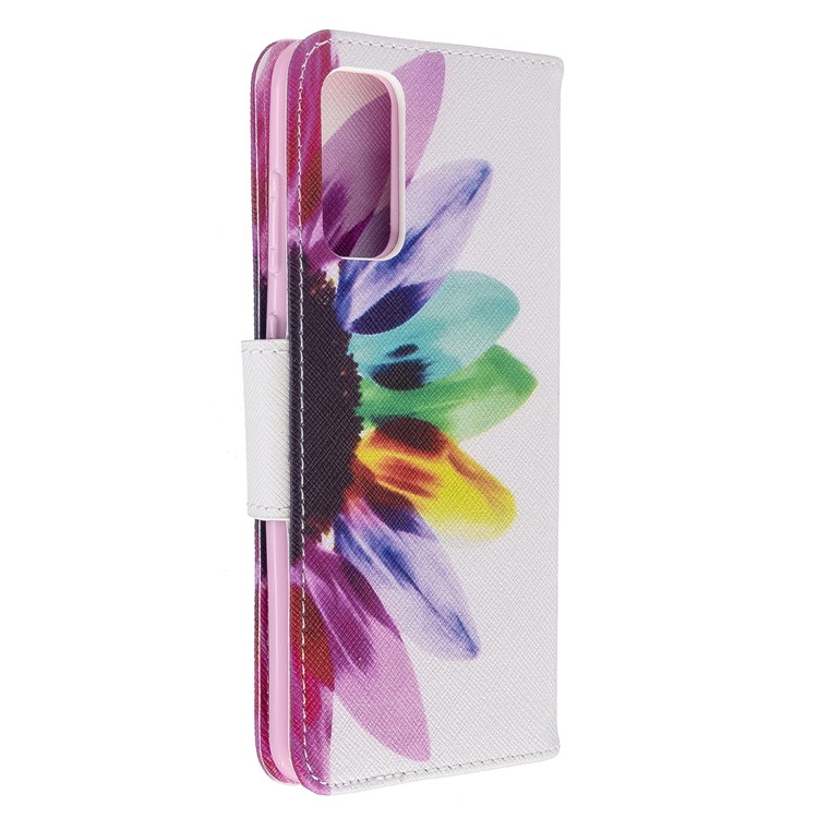 Pattern Printing Leather Wallet Stand Case for Samsung Galaxy S20 - Colorful Petals-3